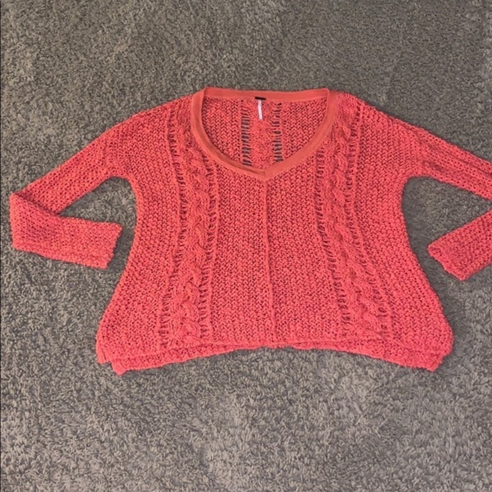 Free People orange knit oversized sweater S